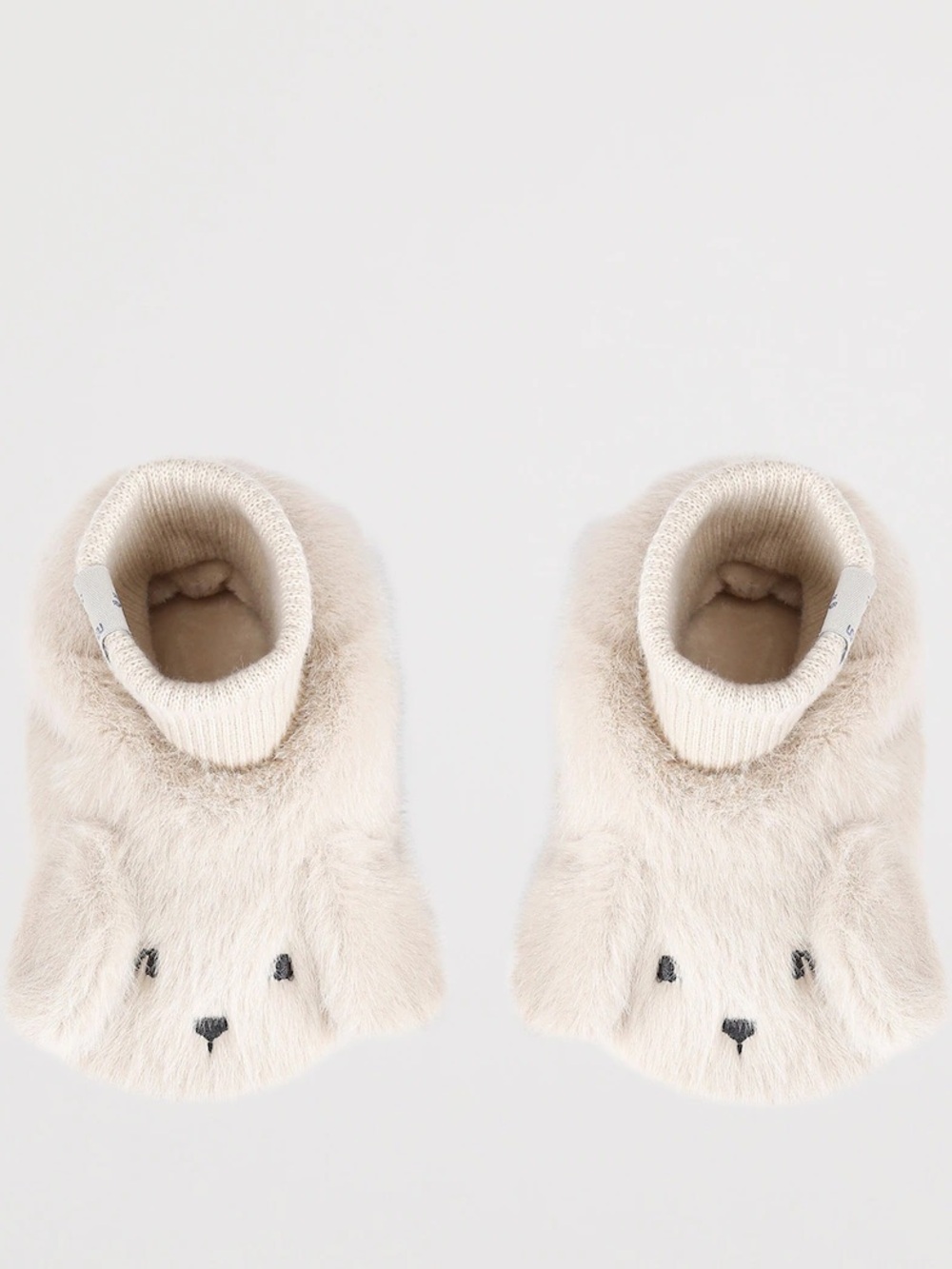 Plush Baby Walker Booties - Cream Fuzzy Animal Design